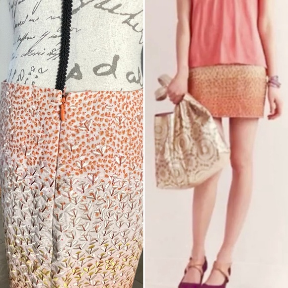 Anthropologie HD in Paris Ombré Embroidered Floral Linen Skirt - Size 4 - Picture 4 of 14